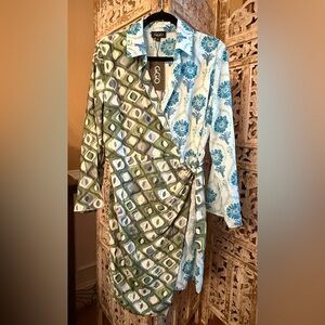 NWT Gigio Wrap Dress with Floral and Geometric Patterns